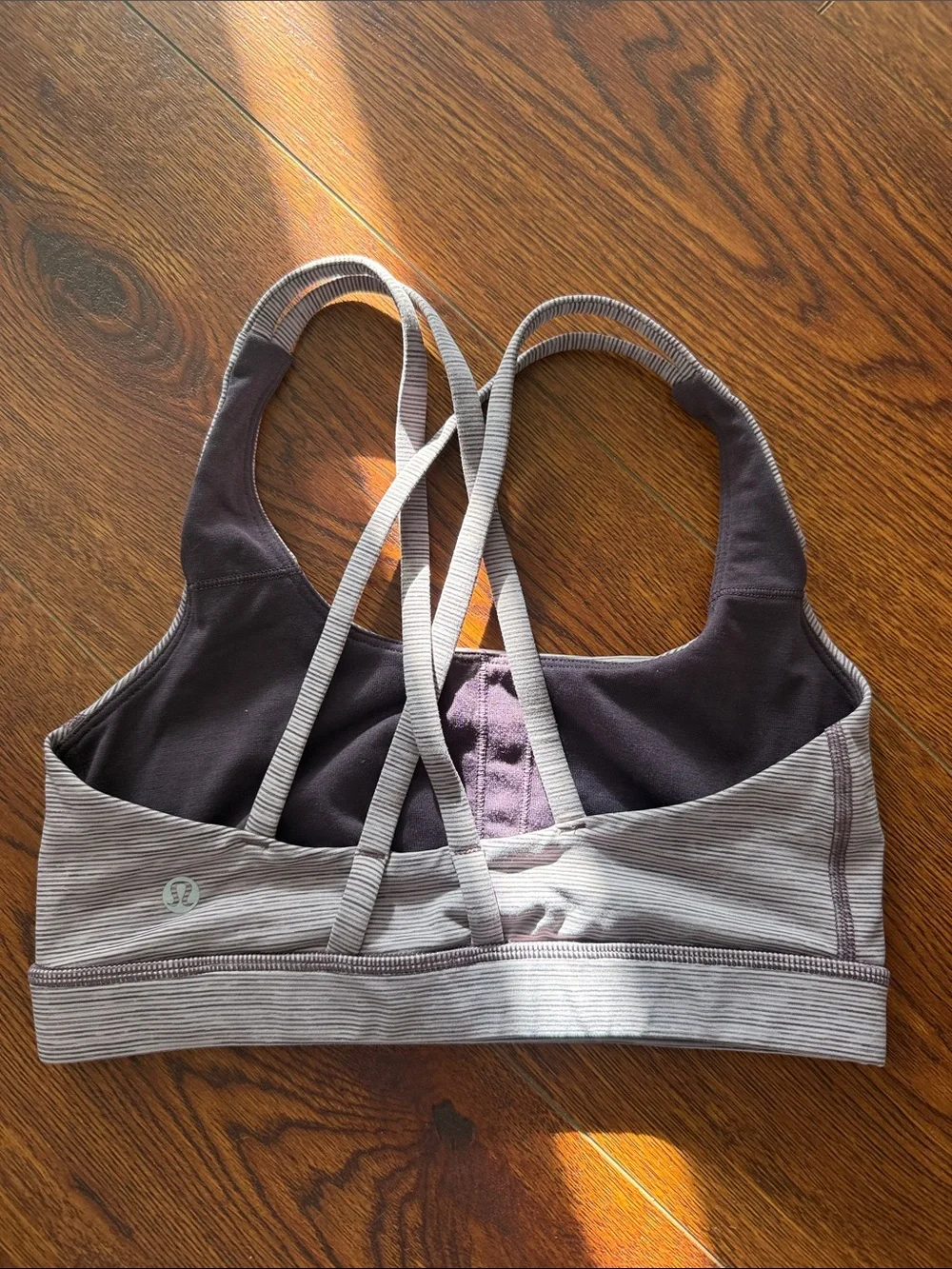 Lululemon Strappy Crossback Sports Bra in Purple and Gray
